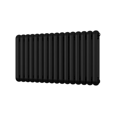 UK Radiators 4006BTU H600mm x W1132mm Black Round Tube Horizontal ...