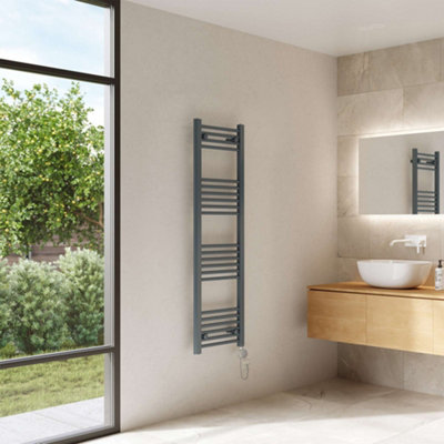 UK Radiators 400W H1400mm x W400mm Anthracite Straight Ladder ...