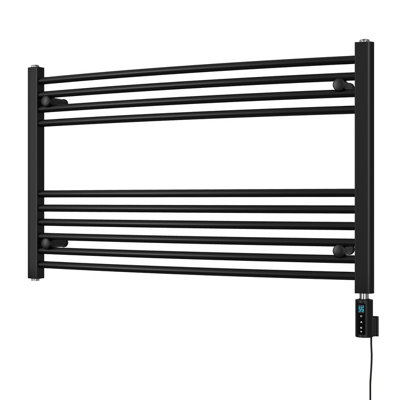 UK Radiators 400W H600mm x W1000mm Black Curved Ladder Thermostatic ...