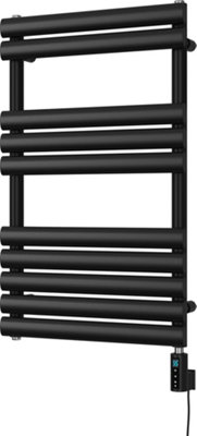 UK Radiators 400W H825mm x W500mm Black Elliptical Tube Thermostatic ...