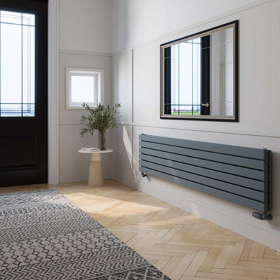 UK Radiators 4105BTU H408mm x W1800mm Anthracite Flat Tube Horizontal ...