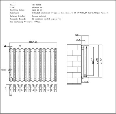 UK Radiators 4207BTU H600mm x W886mm White Square Tube Horizontal ...