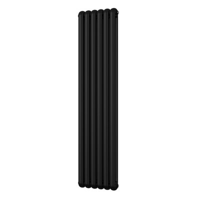 UK Radiators 4327BTU H1800mm x W437mm Black Round Tube Vertical ...