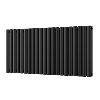 UK Radiators 4443BTU H600mm x W1218mm Black Elliptical Tube Horizontal ...