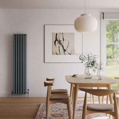 UK Radiators 4934BTU H1800mm x W390mm Anthracite Square Tube Vertical ...