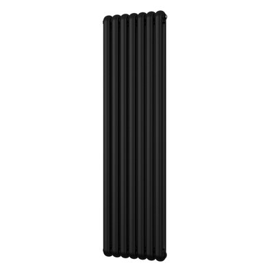 UK Radiators 5023BTU H1800mm x W507mm Black Round Tube Vertical ...