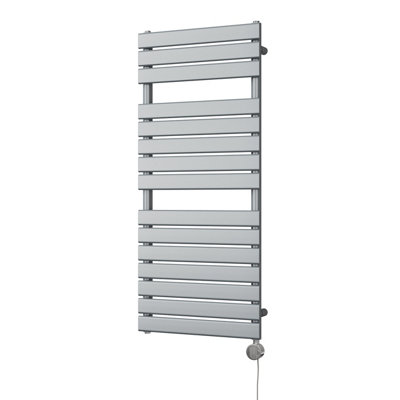 UK Radiators 600W H1156mm x W500mm Silver Flat Tube Designer Electric ...