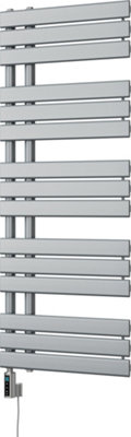 UK Radiators 600W H1292mm x W500mm Silver Flat Tube Thermostatic WIFI ...