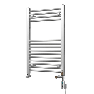 UK Radiators 693BTU H800mm x W500mm Chrome Straight Ladder Thermostatic ...