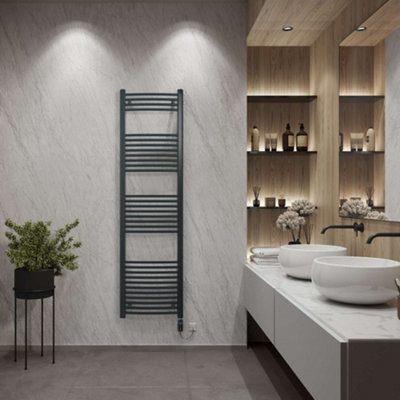 UK Radiators 700W H1800mm x W500mm Anthracite Curved Ladder ...