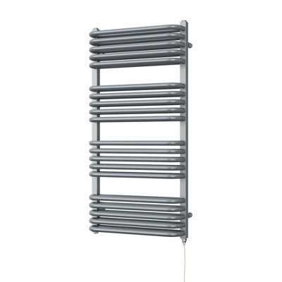 UK Radiators 800W H1000mm x W500mm Silver Round Tube Standard Designer ...