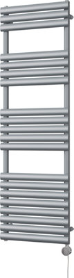 UK Radiators 800W H1595mm x W500mm Silver Elliptical Tube Thermostatic ...
