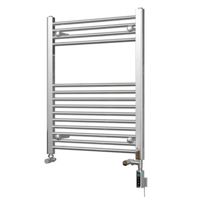 UK Radiators 833BTU H800mm x W600mm Chrome Straight Ladder Thermostatic ...