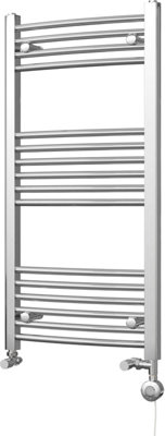 UK Radiators 863BTU H1000mm x W500mm Chrome Curved Ladder Thermostatic ...
