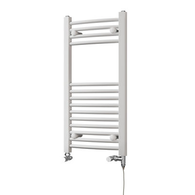 UK Radiators 880BTU H800mm x W400mm White Curved Ladder Dual Fuel ...