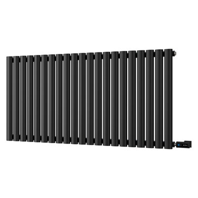UK Radiators 900W H600mm x W1218mm Black Electric Elliptical Tube ...