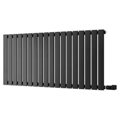 UK Radiators 900W H600mm x W1224mm Black Electric Flat Tube Horizontal ...