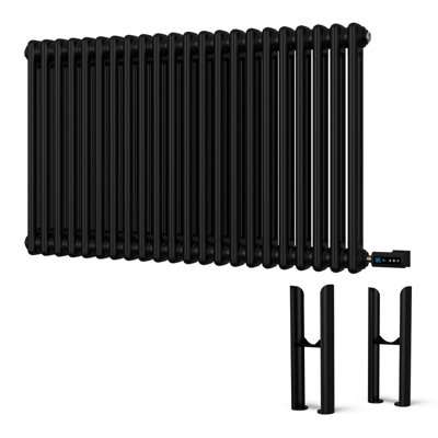 UK RADIATORS 900W H600MM X W988MM BLACK ELECTRIC 2 COLUMN HORIZONTAL ...