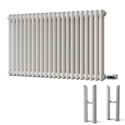 UK Radiators 900W H600mm x W988mm White Electric 2 Column Horizontal ...