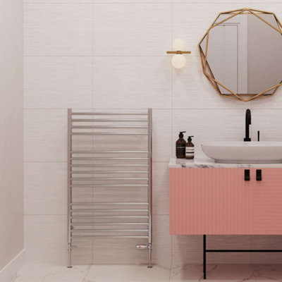 UK Radiators Aston Stainless Steel Straight Ladder Heated Bathroom ...