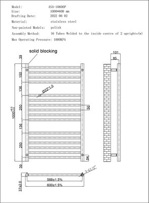 UK Radiators Aston Stainless Steel Straight Ladder Heated Bathroom ...