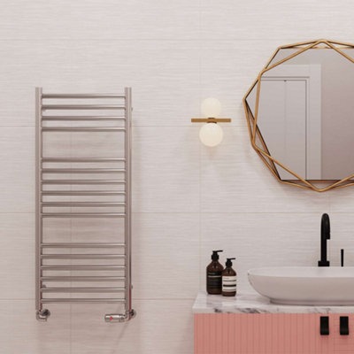 UK Radiators Aston Stainless Steel Straight Ladder Heated Bathroom ...