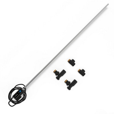 UK Radiators Dual Fuel Towel Rail Kit 1200W Thermostatic WIFI Black INOW+