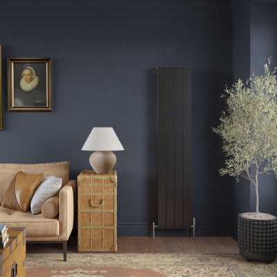 UK Radiators Thetford Black Flat Tube Vertical Grooved Aluminium ...