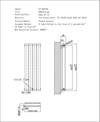 UK Radiators Typhoon Black Flat Tube Horizontal Steel Designer Radiator ...