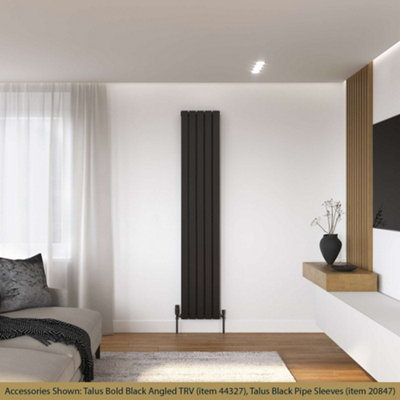 UK Radiators Typhoon Black Flat Tube Vertical Steel Designer Radiator ...