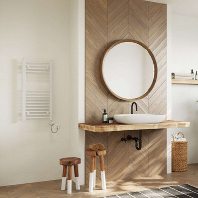 UK Radiators Zennor White Thermostatic Heated Towel Rail Straight ...