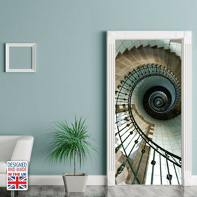Uk Size Door Size Spiral Stairs Door Mural Self-Adhesive Decals Home Decorations