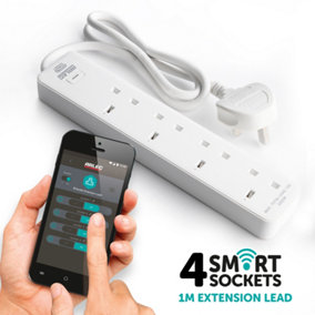 UK Smart 4-socket,  1-metre extension lead
