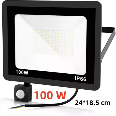 UK Stock 100W LED Outdoor Security Floodlight with PIR Motion Sensor