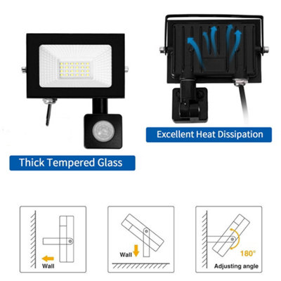 UK Stock 100W LED Outdoor Security Floodlight with PIR Motion Sensor