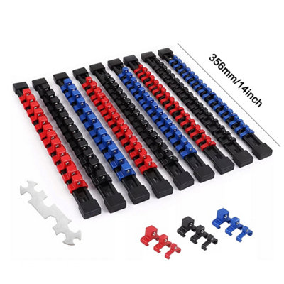 UK Stock 10pc Socket Rail Organiser Storage Set - Wall Mountable, Holds ...