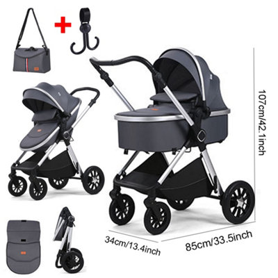 UK Stock 3in1 Baby Travel System - Pram, Pushchair, Stroller ...