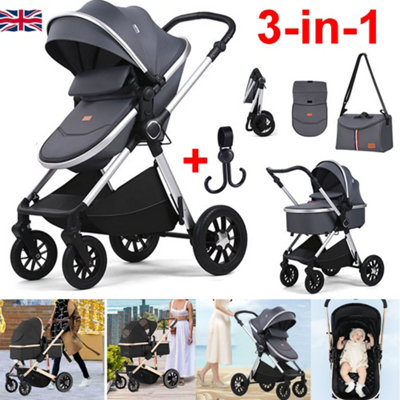 UK Stock 3in1 Baby Travel System - Pram, Pushchair, Stroller ...