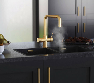 UKB 3-in-1 INSTANT BOILING WATER TAP, GOLD DSHAPE SPOUT