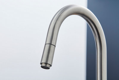 UKB Pull Out C Shaped Spout Tap, Brushed Nickel