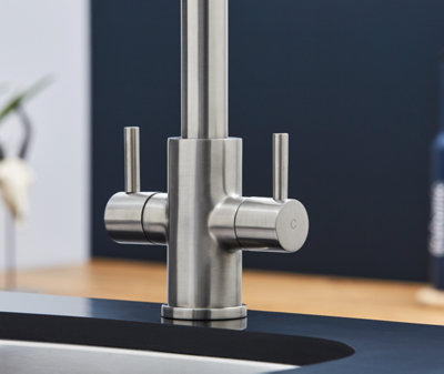 UKB Pull Out C Shaped Spout Tap, Brushed Nickel