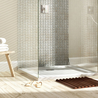 UKBathrooms Essentials 1000x1000mm Square stone resin Square Shower Tray with Waste