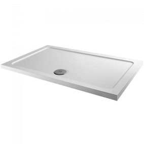UKBathrooms Essentials 1100x700mm Rectangular stone resin Shower Tray with Waste
