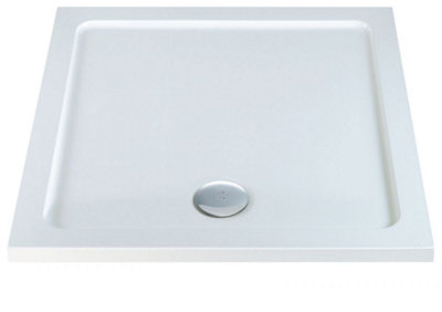 UKBathrooms Essentials 700x700mm Square stone resin Shower Tray with Waste