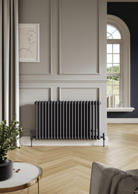 UKBathrooms Essentials Avalon Column Designer Radiator 2 col 600 x 1010mm 22 Sections Anthracite