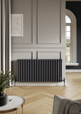 UKBathrooms Essentials Avalon Column Designer Radiator 3 col 600 x 1010mm 22 Sections Anthracite