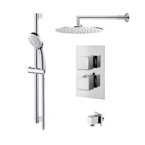 UKBathrooms Essentials Emotion Thermostatic concealed shower pack with hand shower and rail kit - square - chrome