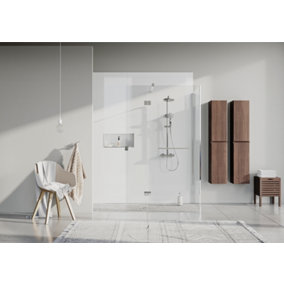 UKBathrooms Essentials Tuscany Bathroom PVC Wall Panel Gloss white corner kit 1000x1000mm corner shower