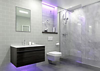UKBathrooms Essentials Tuscany Bathroom PVC Wall Panel Grey Marble corner kit 1000x1000mm corner shower