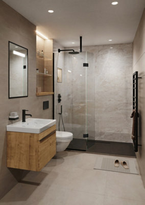 UKBathrooms Essentials Tuscany Bathroom PVC Wall Panel Pergamon Marble corner kit 1000x1000mm corner shower Price Comparisons | Compare The Build